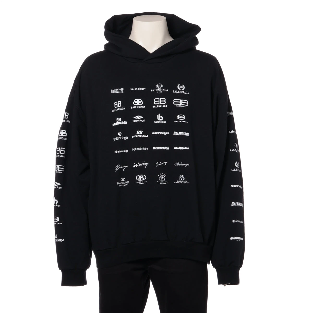 国内発 BALENCIAGA ロゴフェードブラックコットン長袖フーディー バレンシアガ アーカイブ 22SS コットン パーカー L ユニ