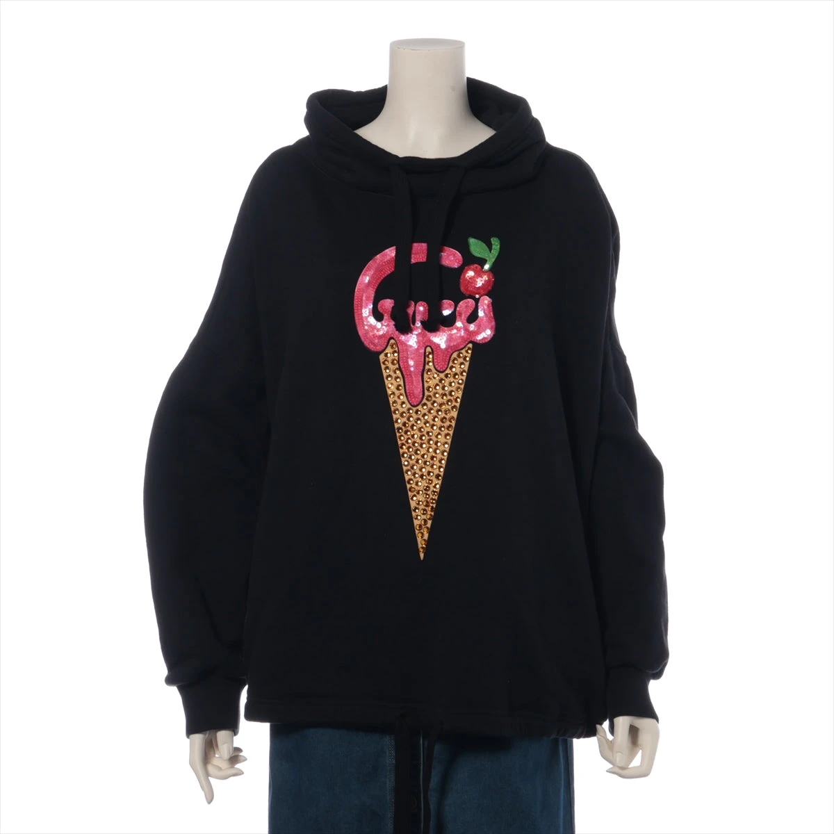 グッチ コットン パーカー M レディース ブラック 717417 アイス