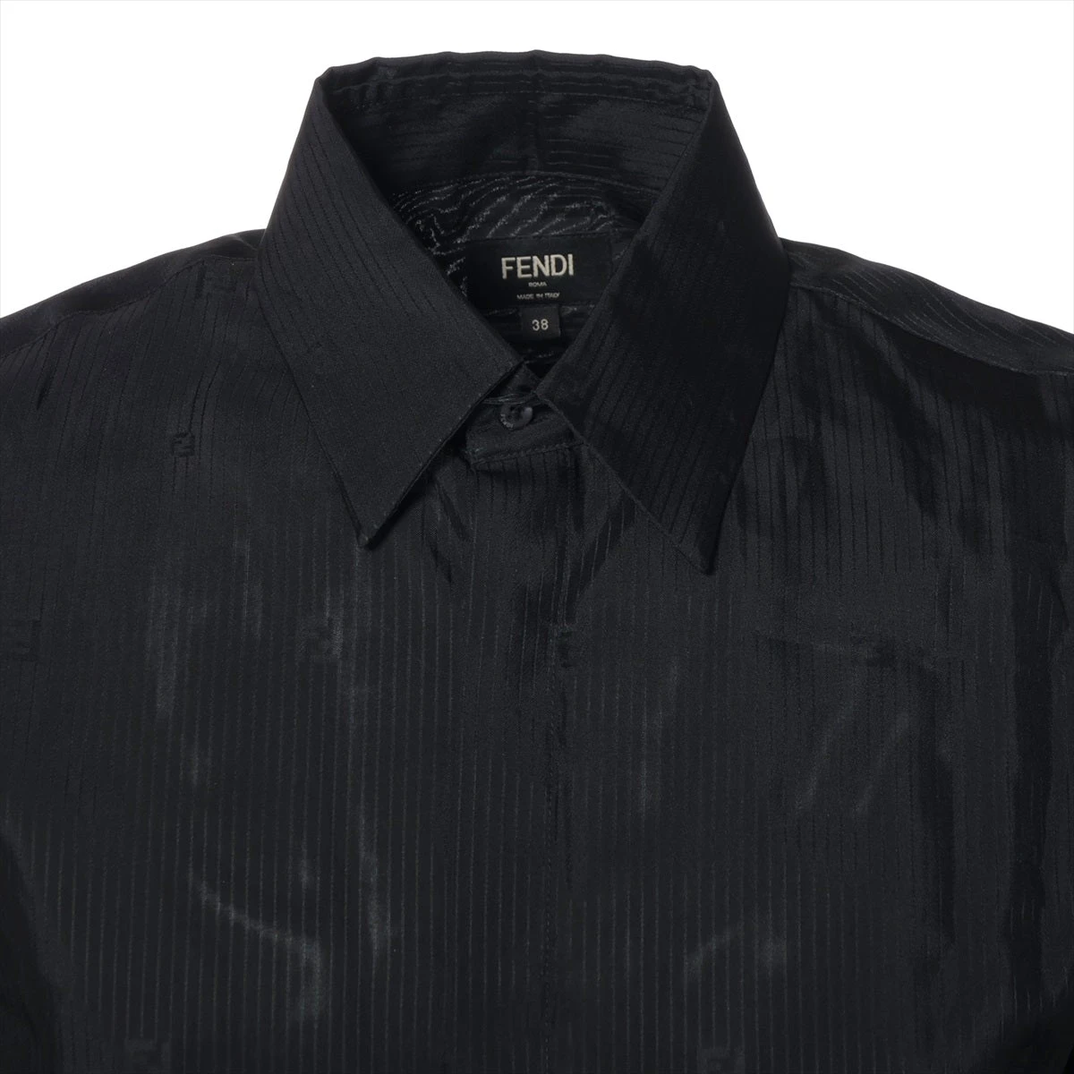 FENDI シルクシャツ 38 フェンディ 22年 レーヨン×シルク シャツ 38 ブラック FS0585 後ろ身頃