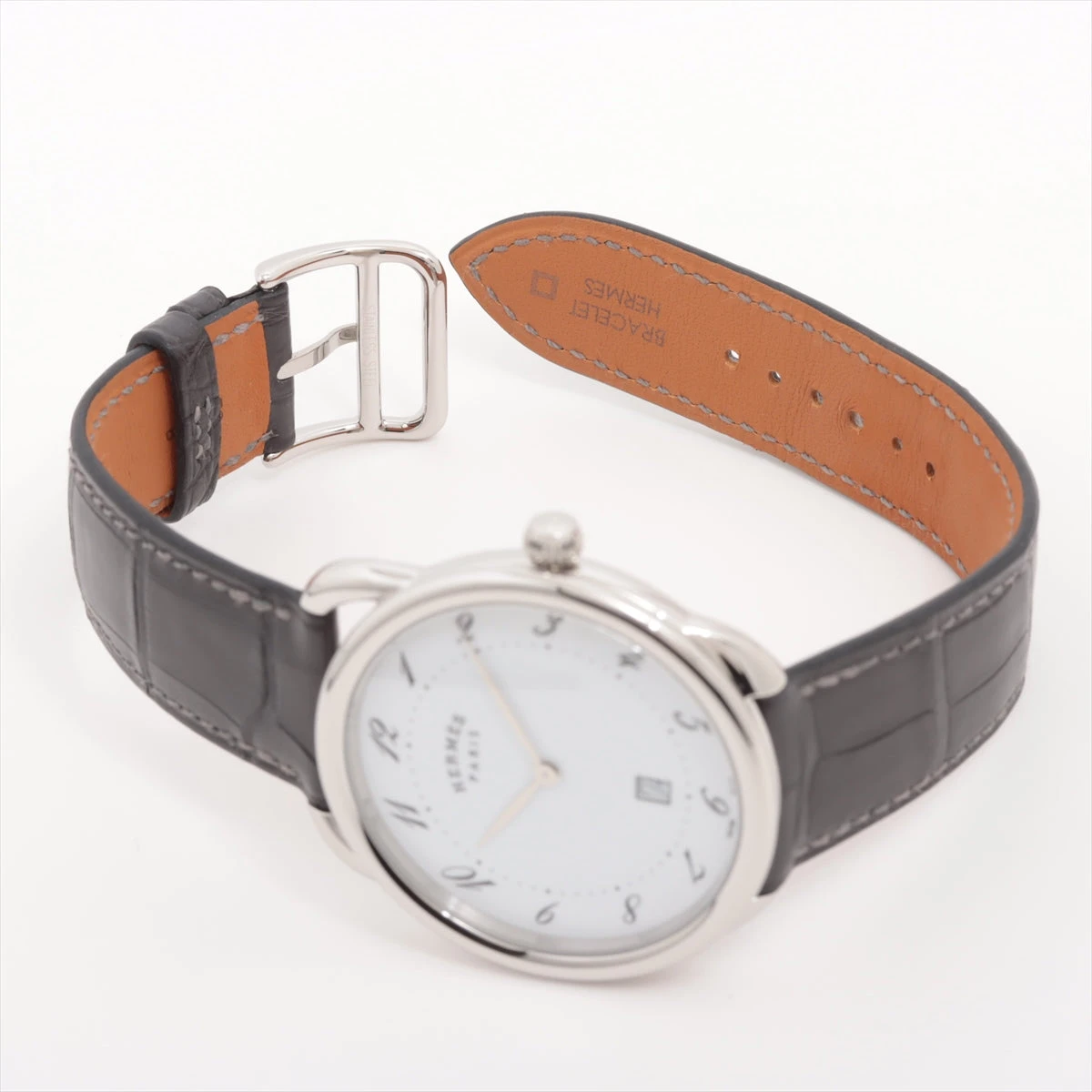 エルメス アルソー AR7Q.810 SS×革 QZ 白文字盤 FP030579｜中古