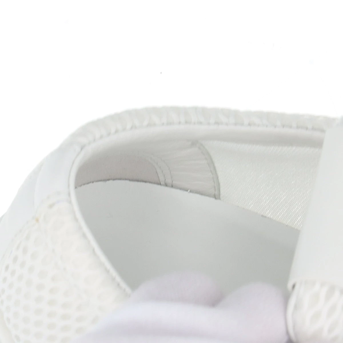 ミュウミュウ メッシュ×レザー スニーカー 38 レディース ホワイト 726