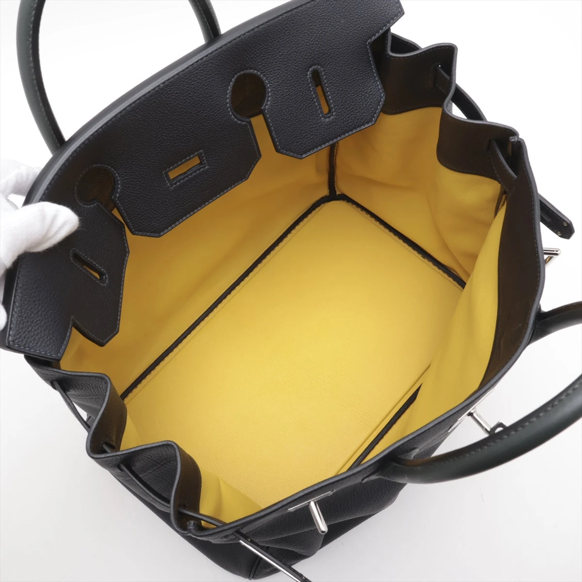 ★最終価格★SALE【5of1130-1-h】エルメス ハンドバッグ オータクロア40 トゴ キャバン/ヴェールフォンセ/ジョーヌドール/フー シルバー金具 U刻印【中古】レディース エルメス オータクロア40 トゴ キャバン×ヴェールフォンセ×ジョーヌ