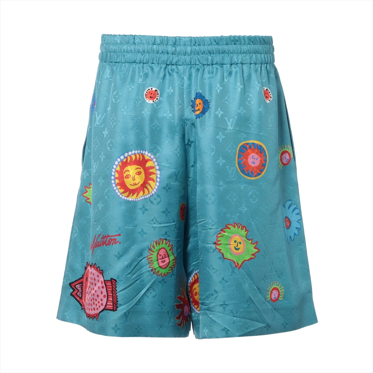 ヴィトン ショートパンツ モノグラム フラワー ボトムス ホワイト ブルー ヴィトン ショートパンツ モノグラム フラワー ボトムス ホワイト