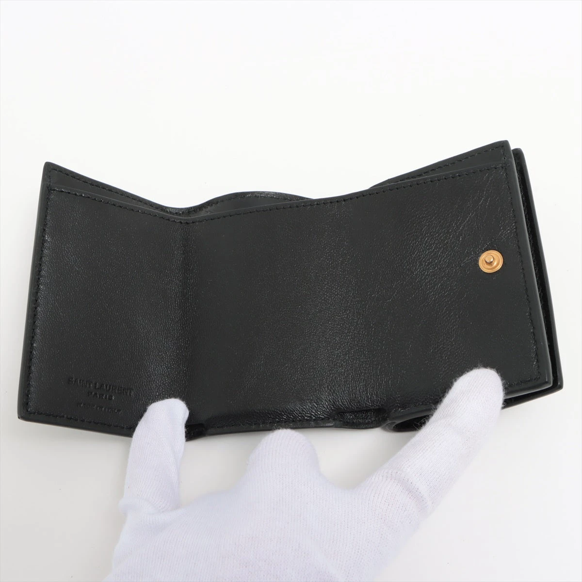 サンローランパリ レザー コンパクトウォレット ブラック 678272