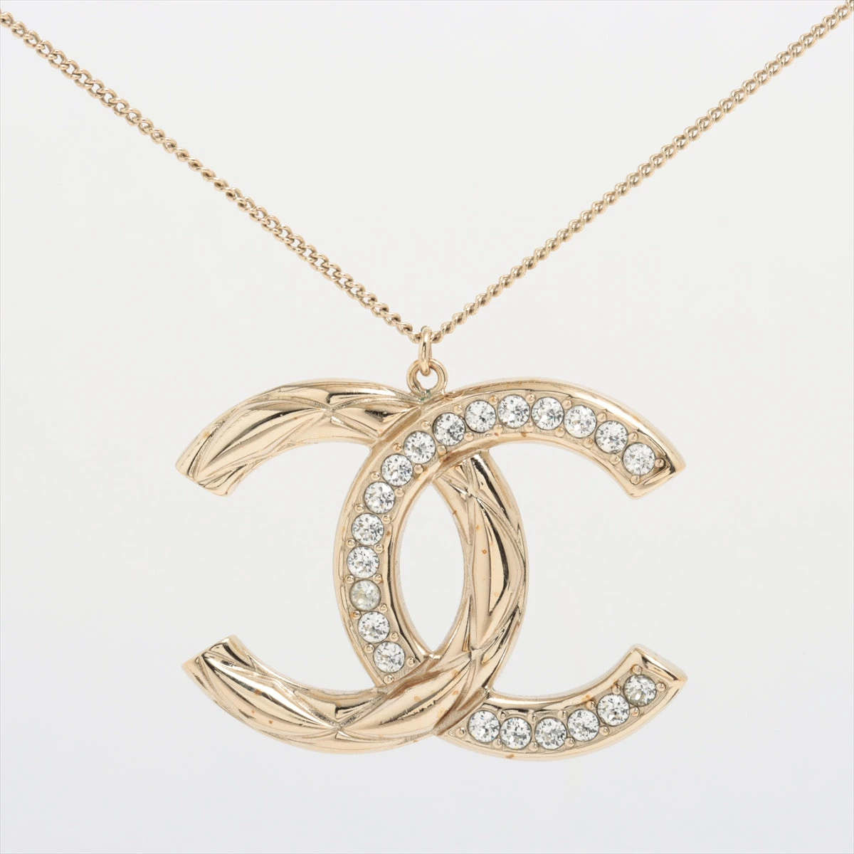 シャネル ココマーク ネックレス GP×ラインストーン ゴールド ZZ019190