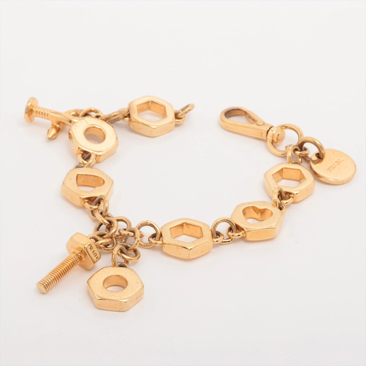 PRADA ゴールド チェーン ブレスレット アクセサリー ナット モチーフ プラダ ナット ブレスレット GP ゴールド ボルト ネイル