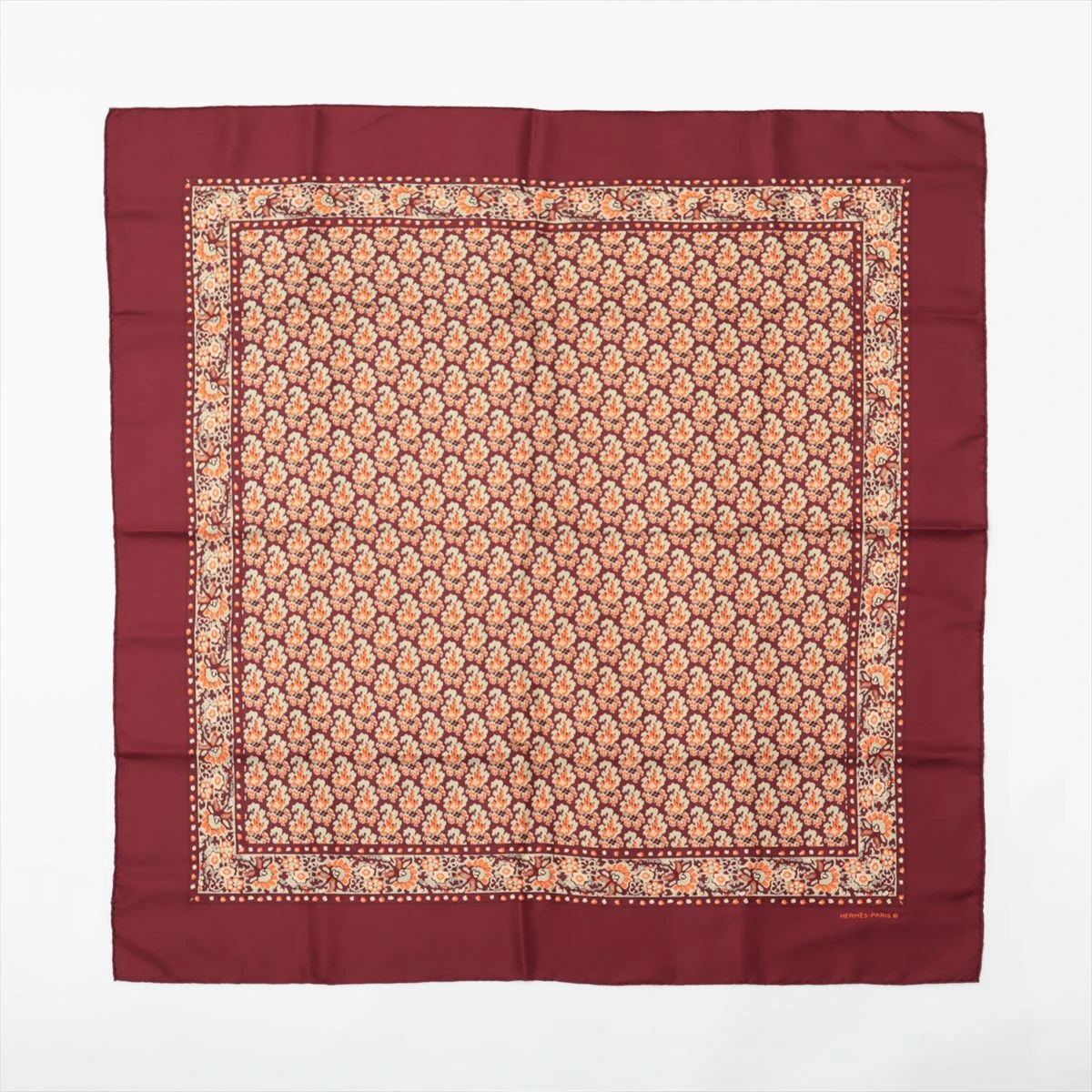 エルメス スカーフ シルク ボルドー フラワー A2988430｜中古ブランド
