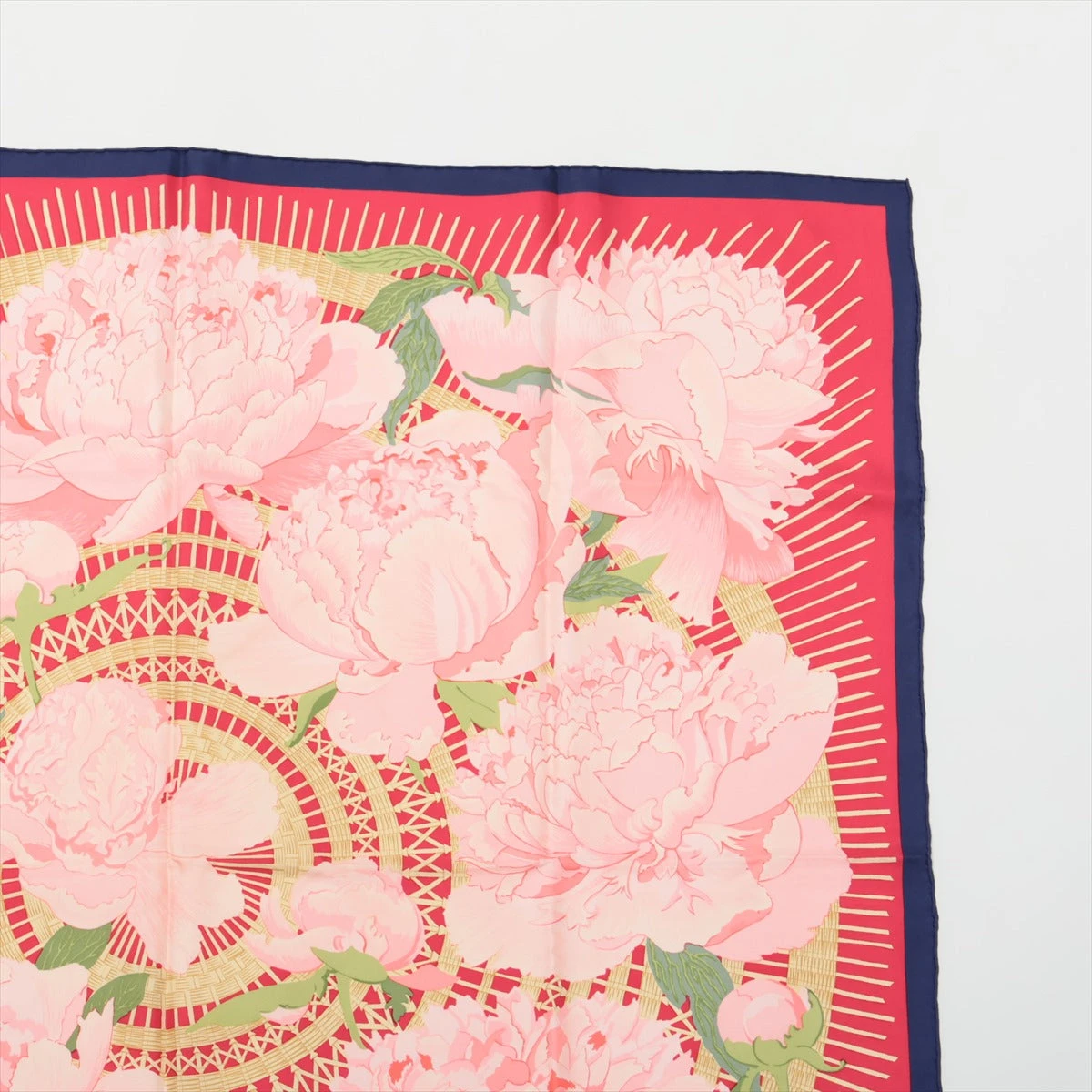 エルメス カレ90 LESPIVOINES 芍薬 スカーフ シルク ピンク A2989580