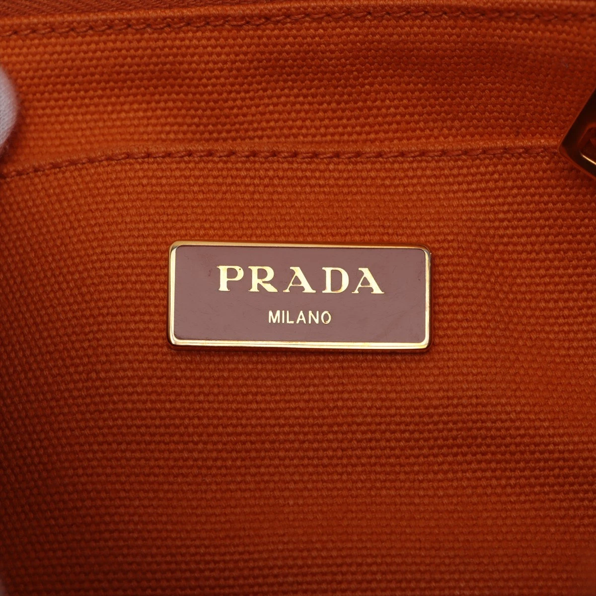 PRADA CANAPA オレンジ キャンバス ハンドバッグ 中古・古着通販】PRADA (プラダ) カナパ ハンドバッグ オレンジ