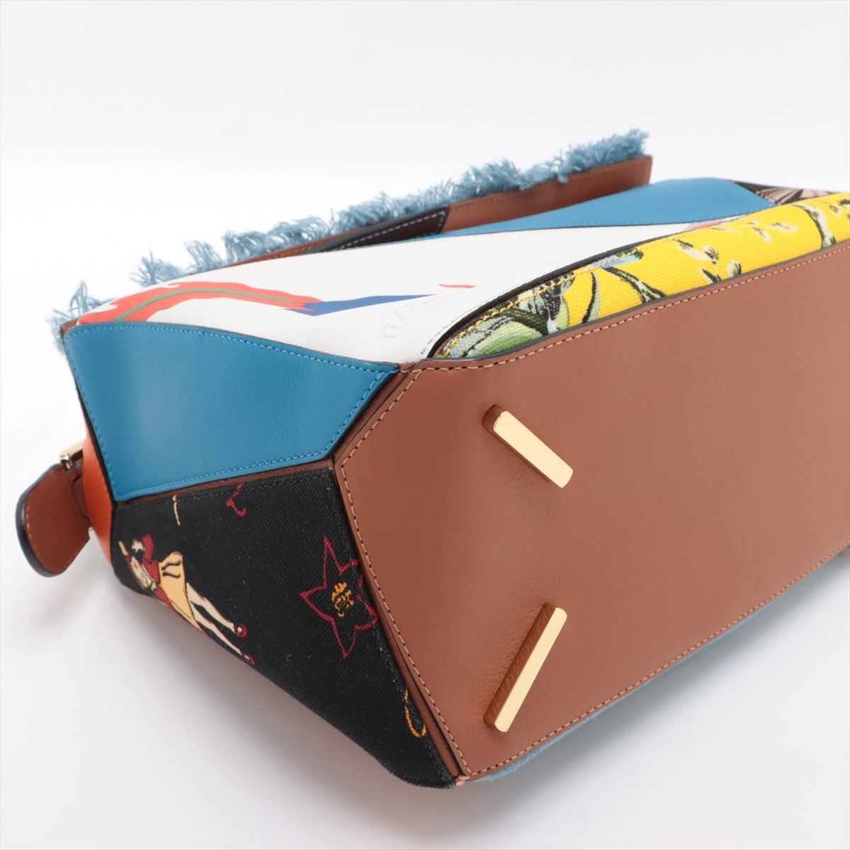 ロエベ　デニム本革手描きの2wayパズルバッグ ロエベデニム本革手描きの2wayパズルバッグ