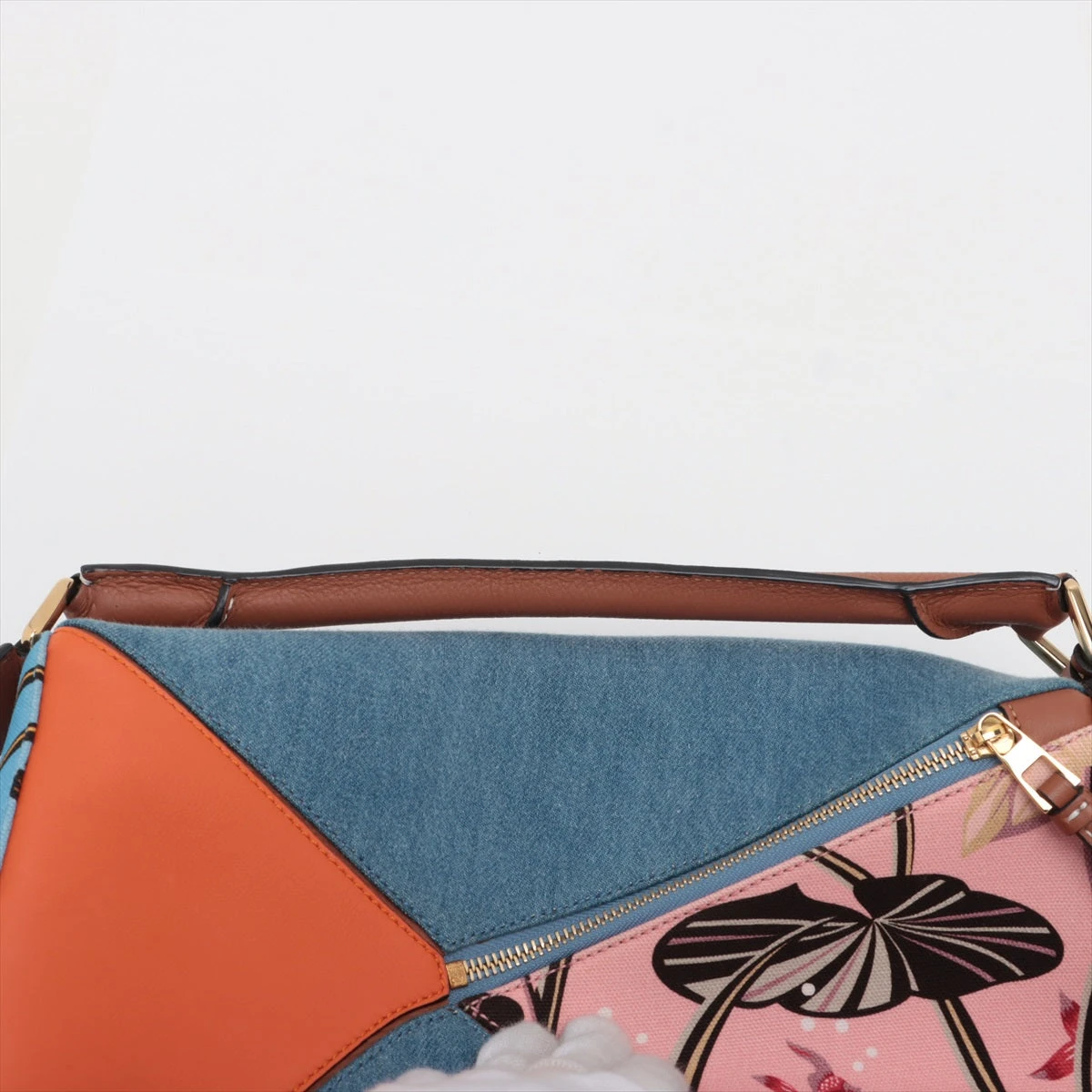 ロエベ×パウラズイビザ パズルバッグ デニム×レザー ハンドバッグ