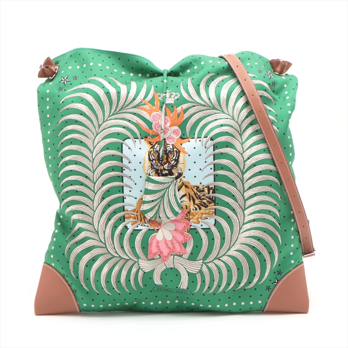 エルメス シルキーシティMM シルク グリーン シルバー金具 D:2019年  