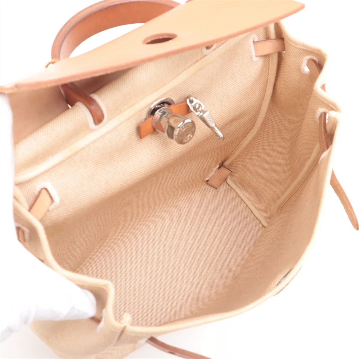 エルメス エールバッグ カバスMM トワルアッシュ×レザー シルバー金具 エルメス エールバッグアドMM トワルアッシュ×レザー ベージュ