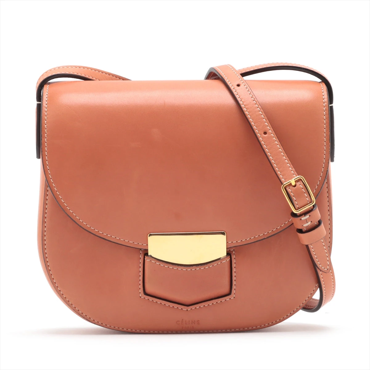 セリーヌ トロッター レザー 2WAYショルダーバッグ ブラウン NP034357  