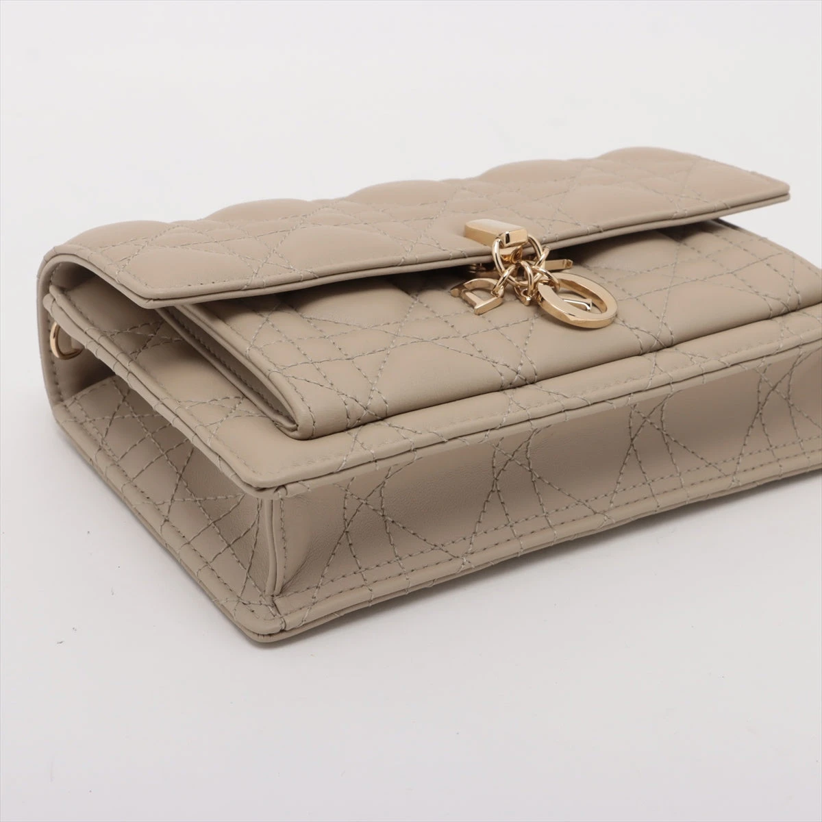 クリスチャンディオール カナージュ レザー チェーンウォレット