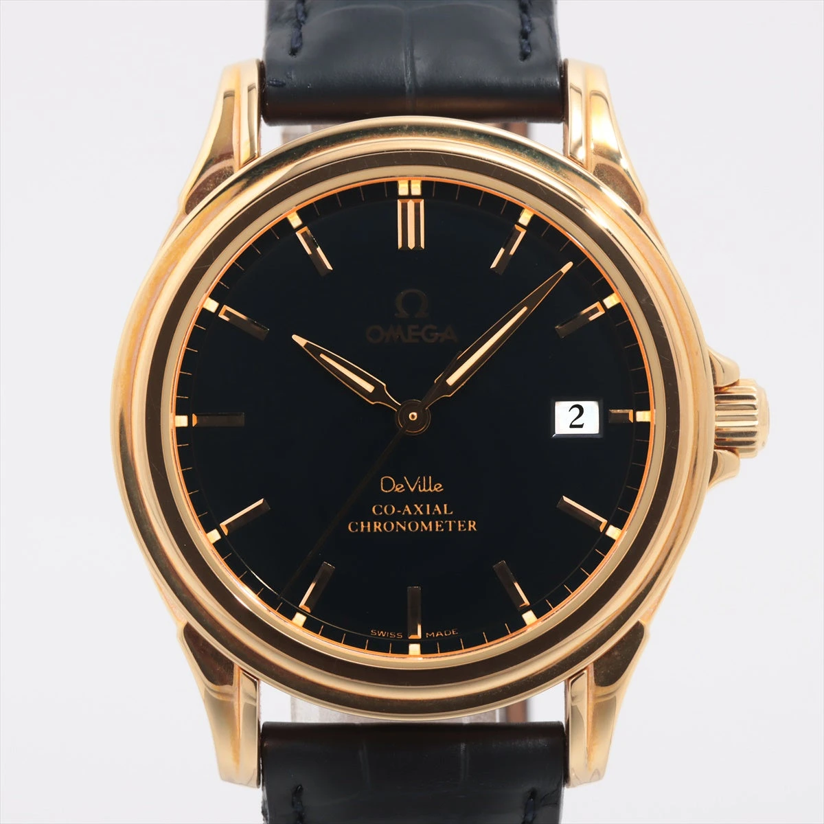 オメガ デヴィル コーアクシャル 4631.81.33 YG×革 AT 青文字盤