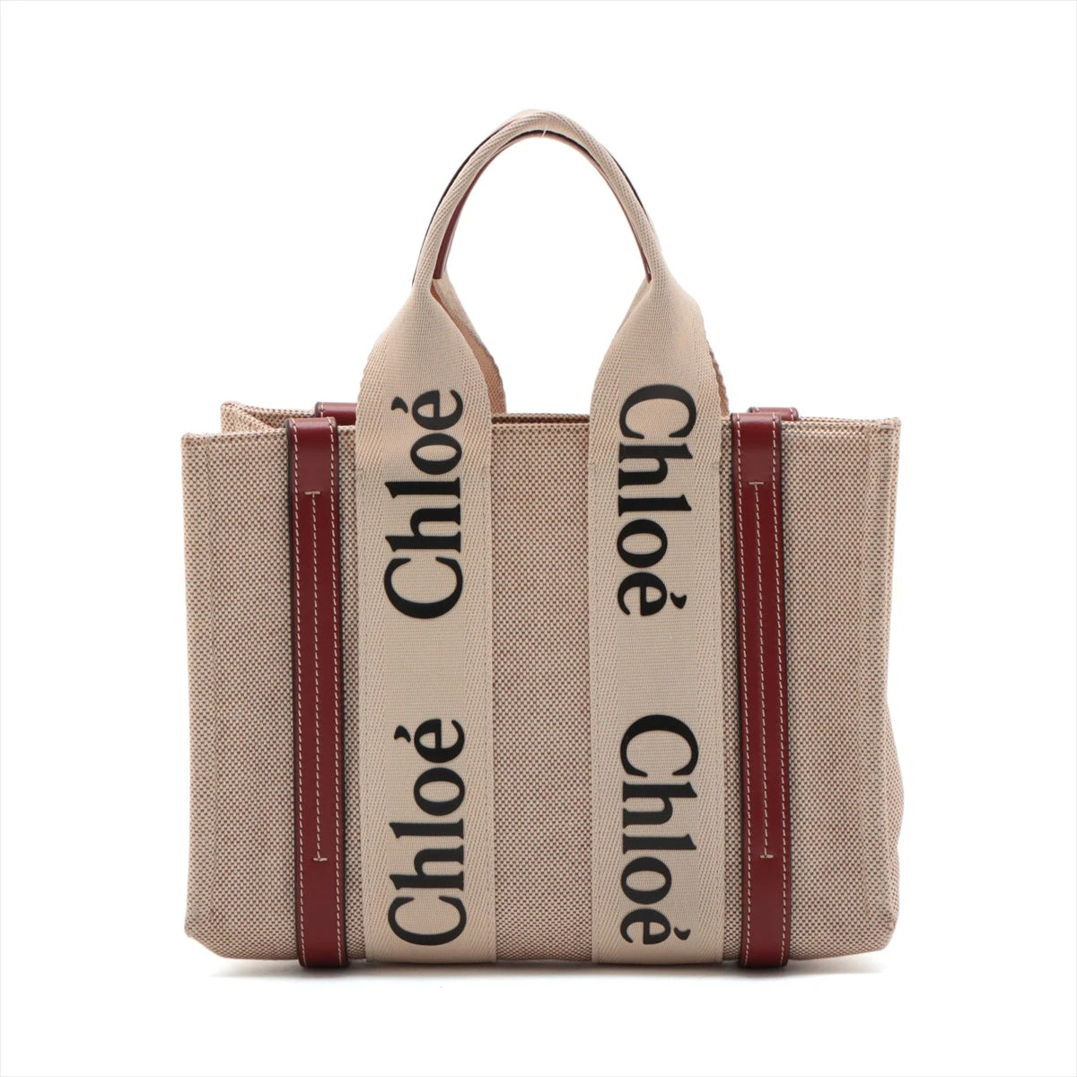 クロエ ウッディ スモール キャンバス×レザー ハンドバッグ