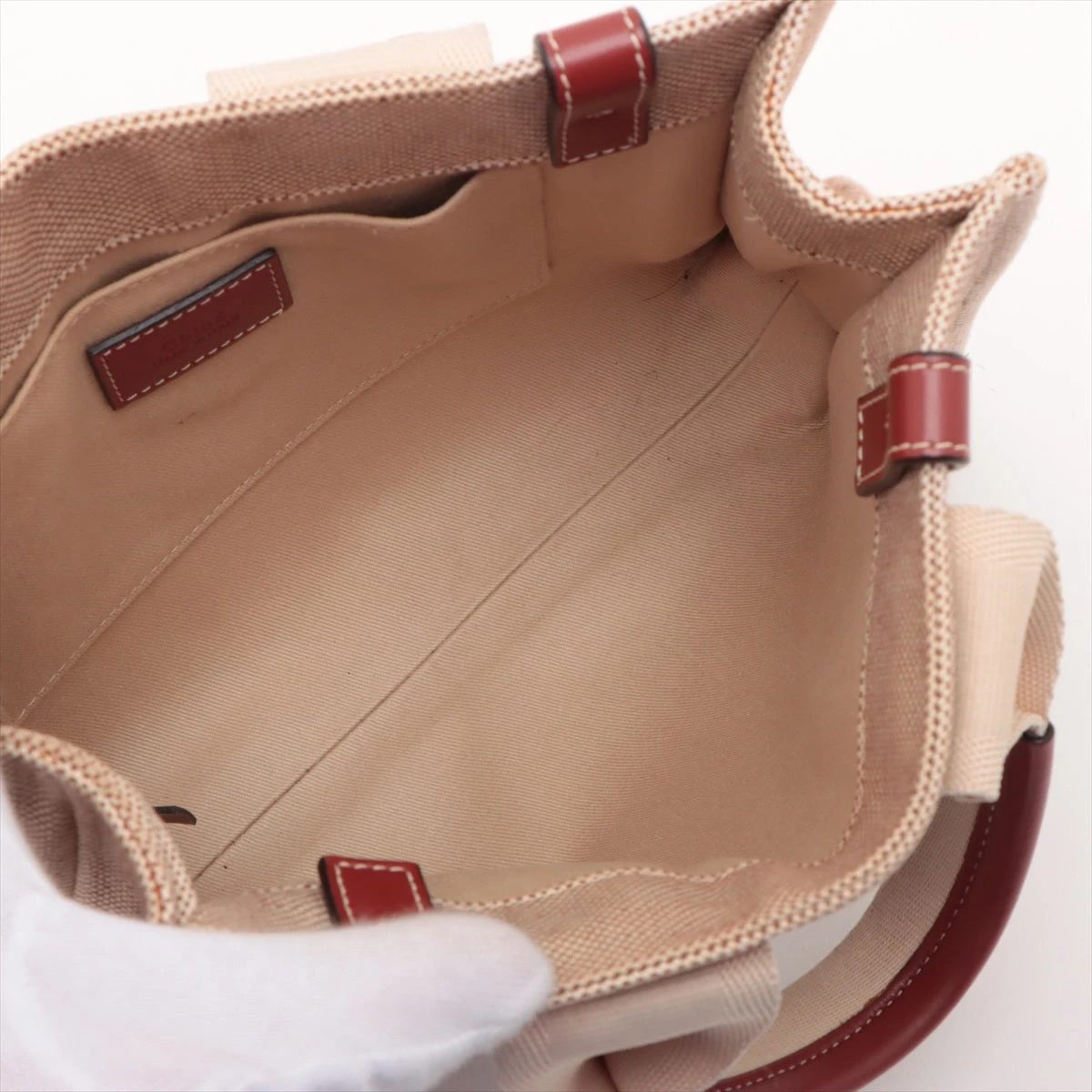 クロエ ウッディ スモール キャンバス×レザー ハンドバッグ ピンクベージュ CHLOE「WOODY」2WAYスモールトートバッグ CEMENT PINK (Chloe