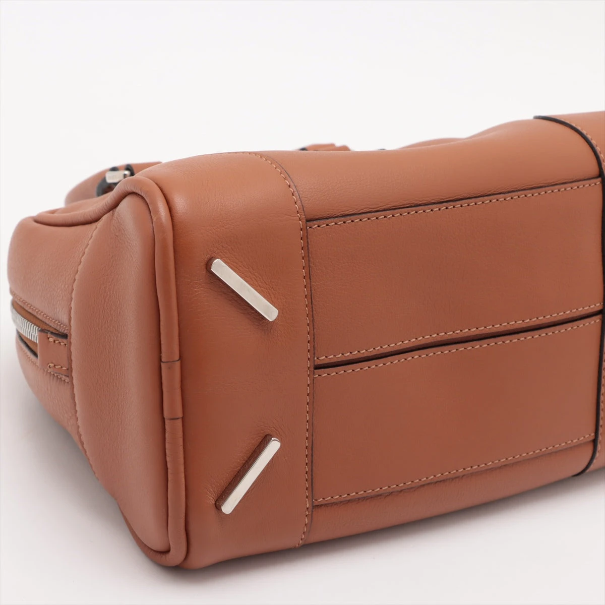 ロエベ アマソナ75 スモール レザー 2WAYハンドバッグ ブラウン