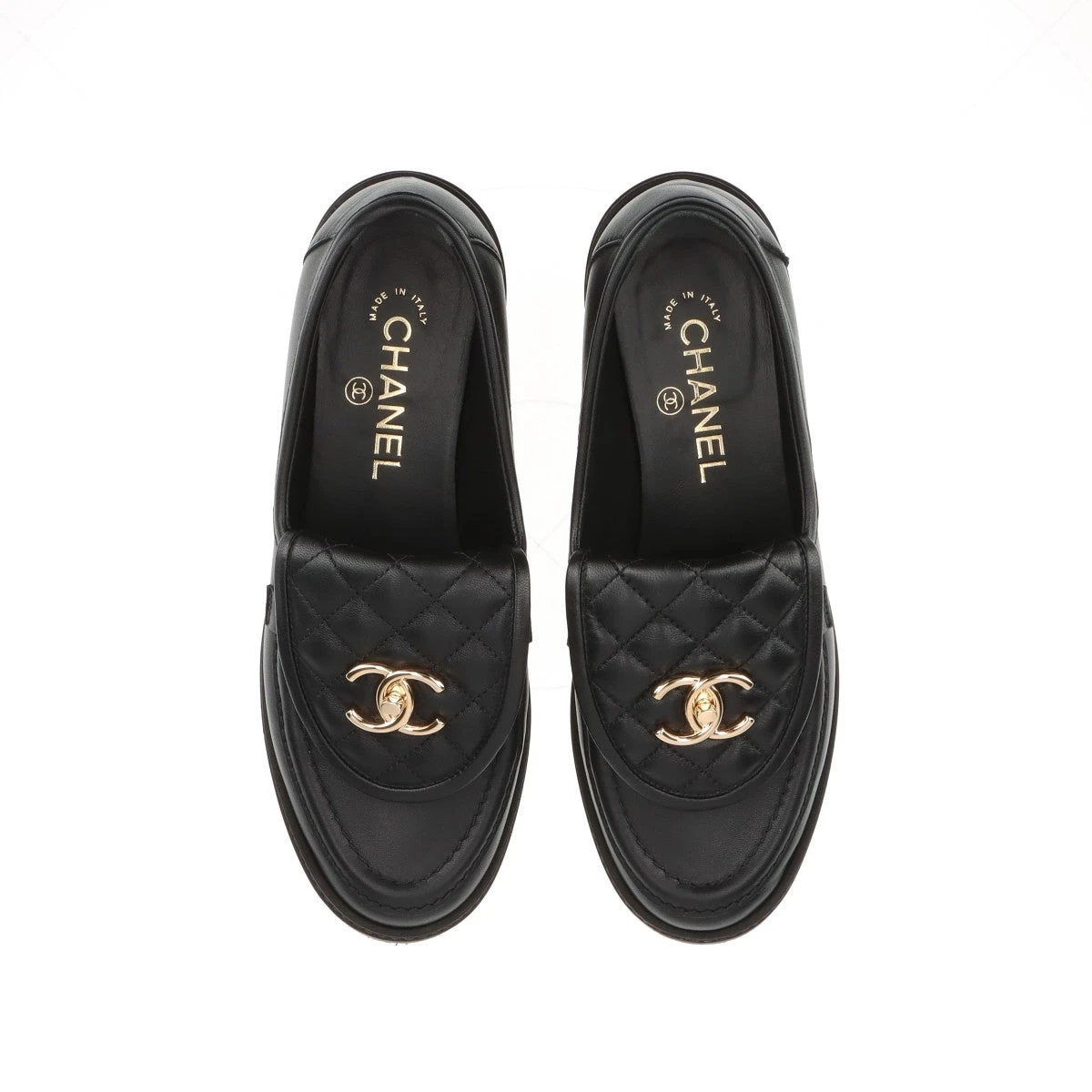 CHANEL シャネル ココマーク ターンロック ローファー 38 CHANEL Pre-Owned ココマーク ターンロック ローファー | グレー