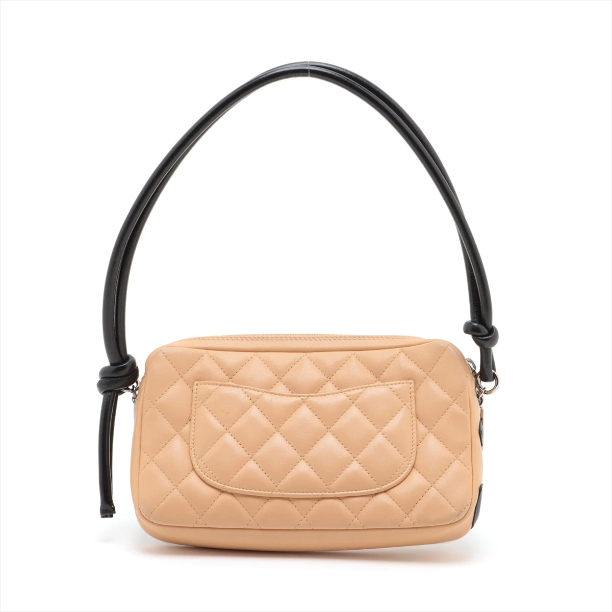 シャネル カンボンライン レザー ショルダーバッグ ベージュ シルバー