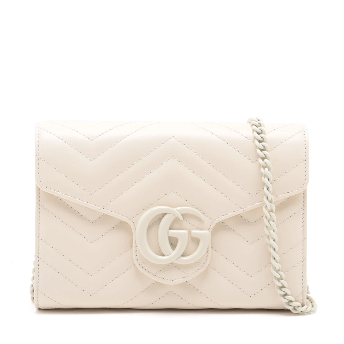 【国内発送★GUCCI】GG マーモント レザー チェーンウォレット グッチ GGマーモント レザー チェーンウォレット ホワイト