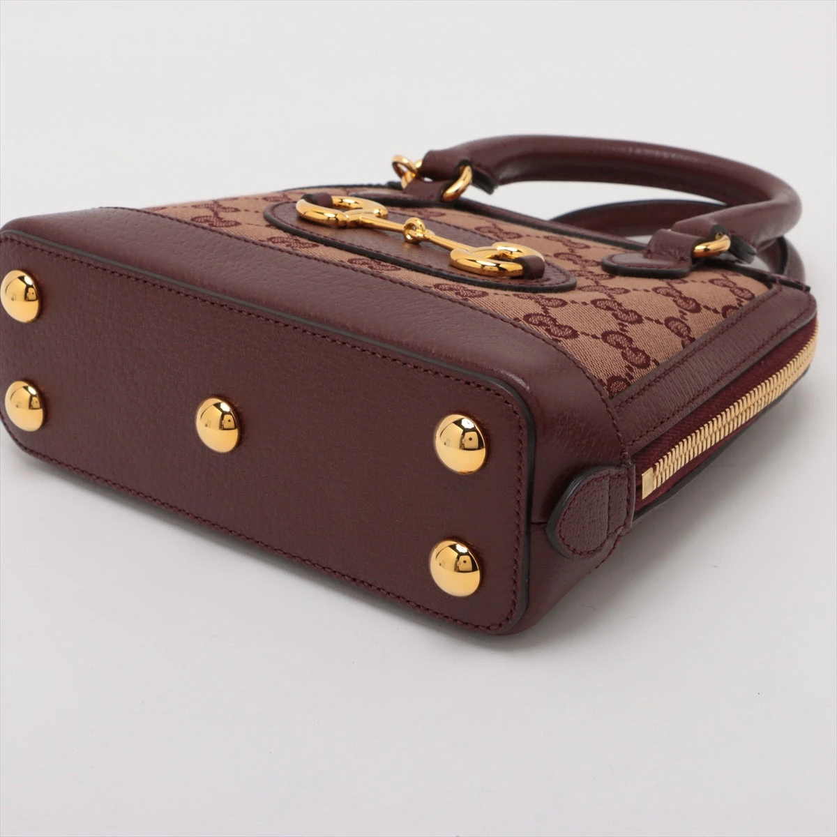 GUCCI グッチ GG シマ レザー ハンドバッグ ブラウン ホースビット