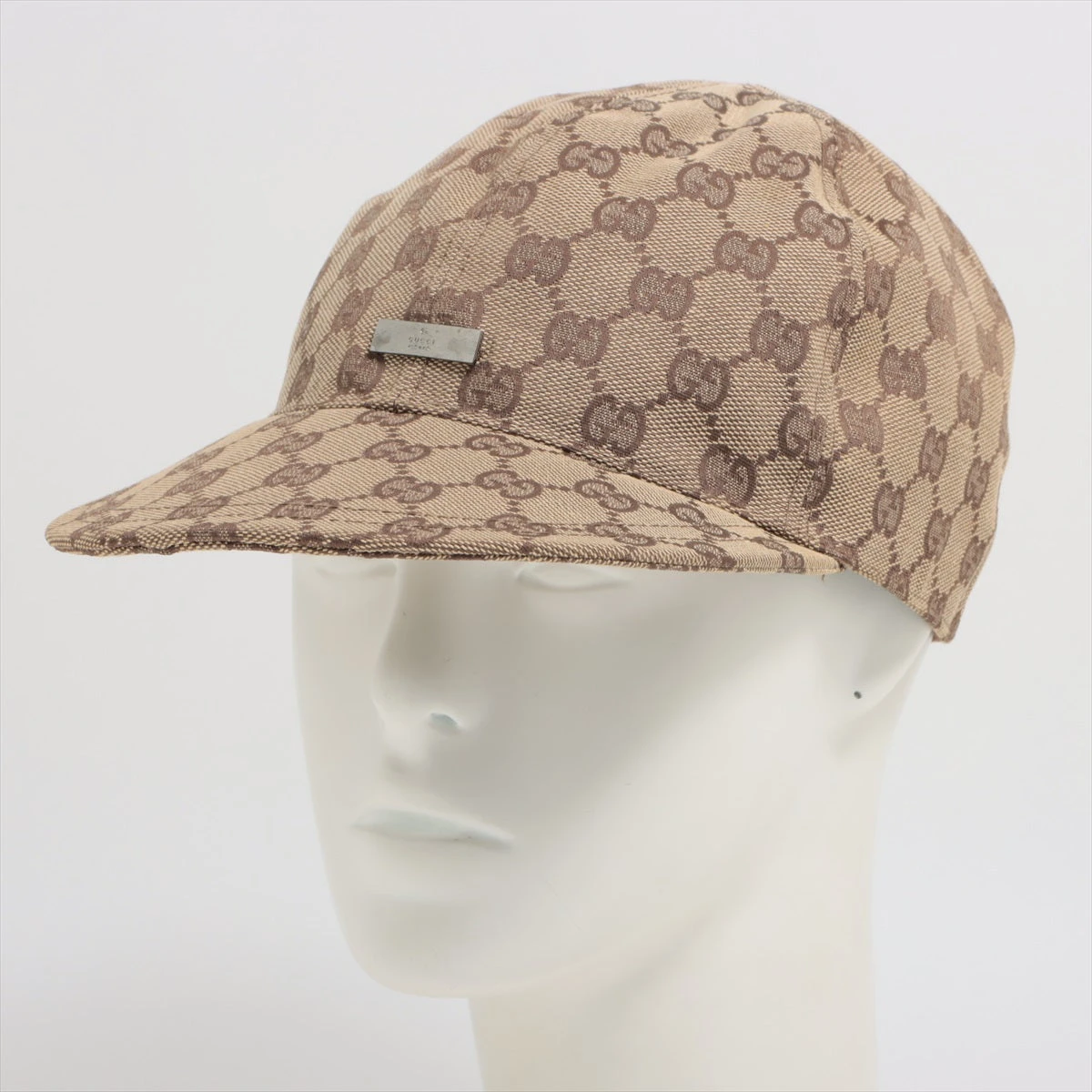 GUCCI ベージュ キャップ Mサイズ グッチ GGキャンバス キャップ M コットン×ポリエステル