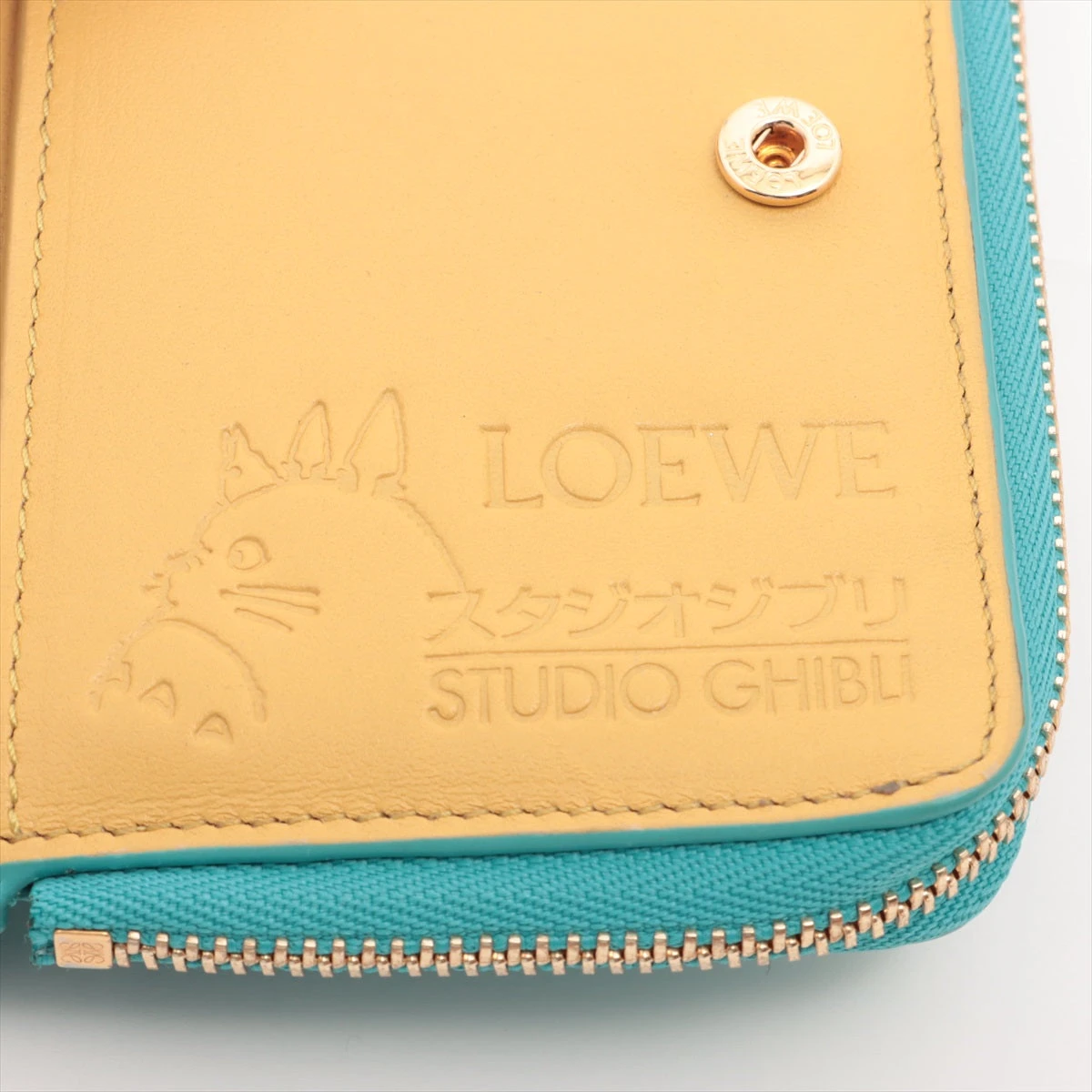 ロエベ×スタジオジブリ レザー コンパクトウォレット ブルー ハウルの