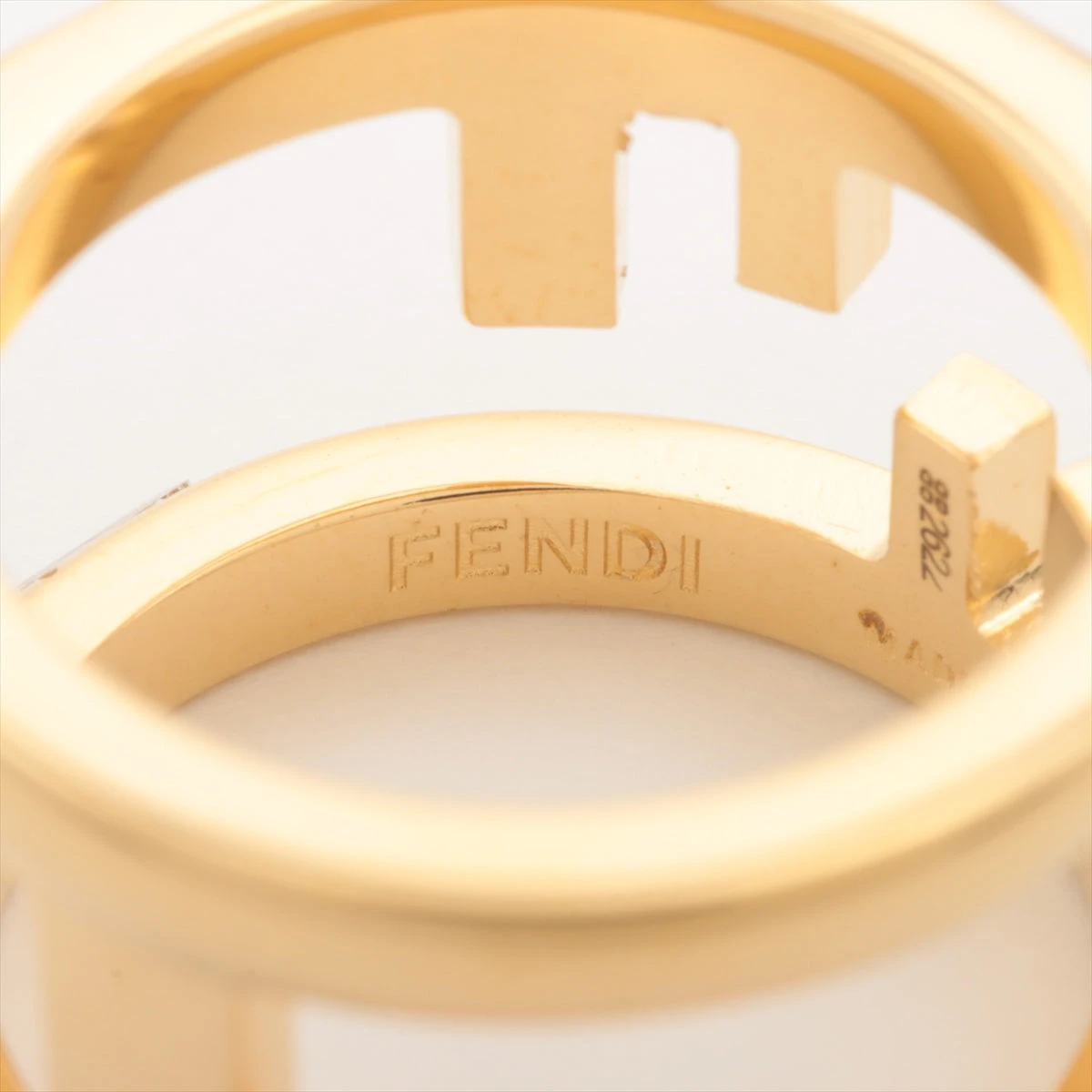 ✨極美品✨フェンディ　エフイズフェンディ　ラインストーン　Fロゴ　サークルロゴ フェンディ Fロゴ リング M GP×ラインストーン ゴールド AP081519