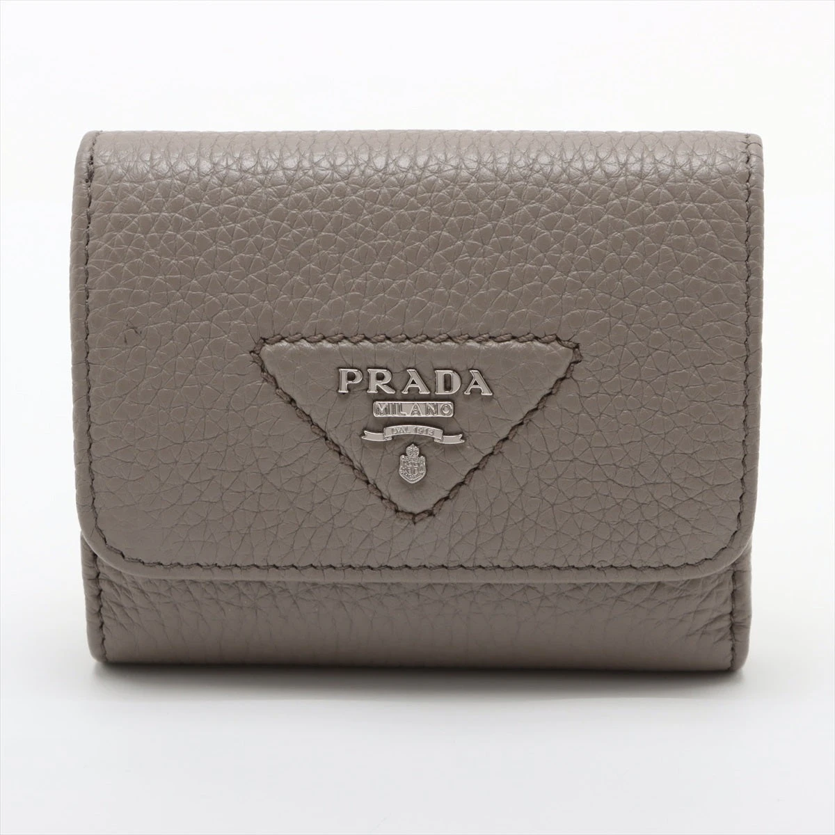 PRADA ヴィッテロレザー コンパクトウォレット 三つ折り財布 グレージュ PRADA ヴィッテロレザー コンパクトウォレット 三つ折り財布