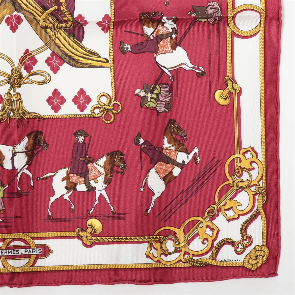 エルメス スカーフ シルク レッド カレ45 EQUIT ION JAPONAISE 日本の