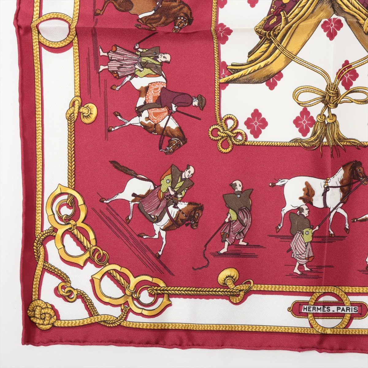 エルメス スカーフ シルク レッド カレ45 EQUIT ION JAPONAISE