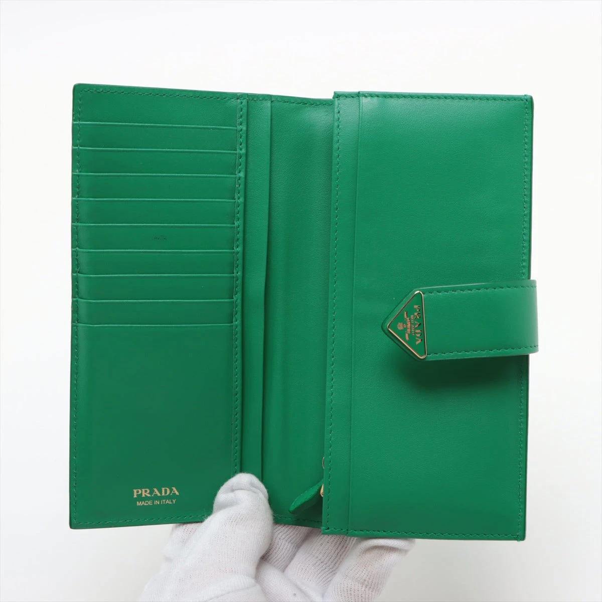 プラダ サフィアーノ 1MV025 レザー 長財布 グリーン A2996872｜中古