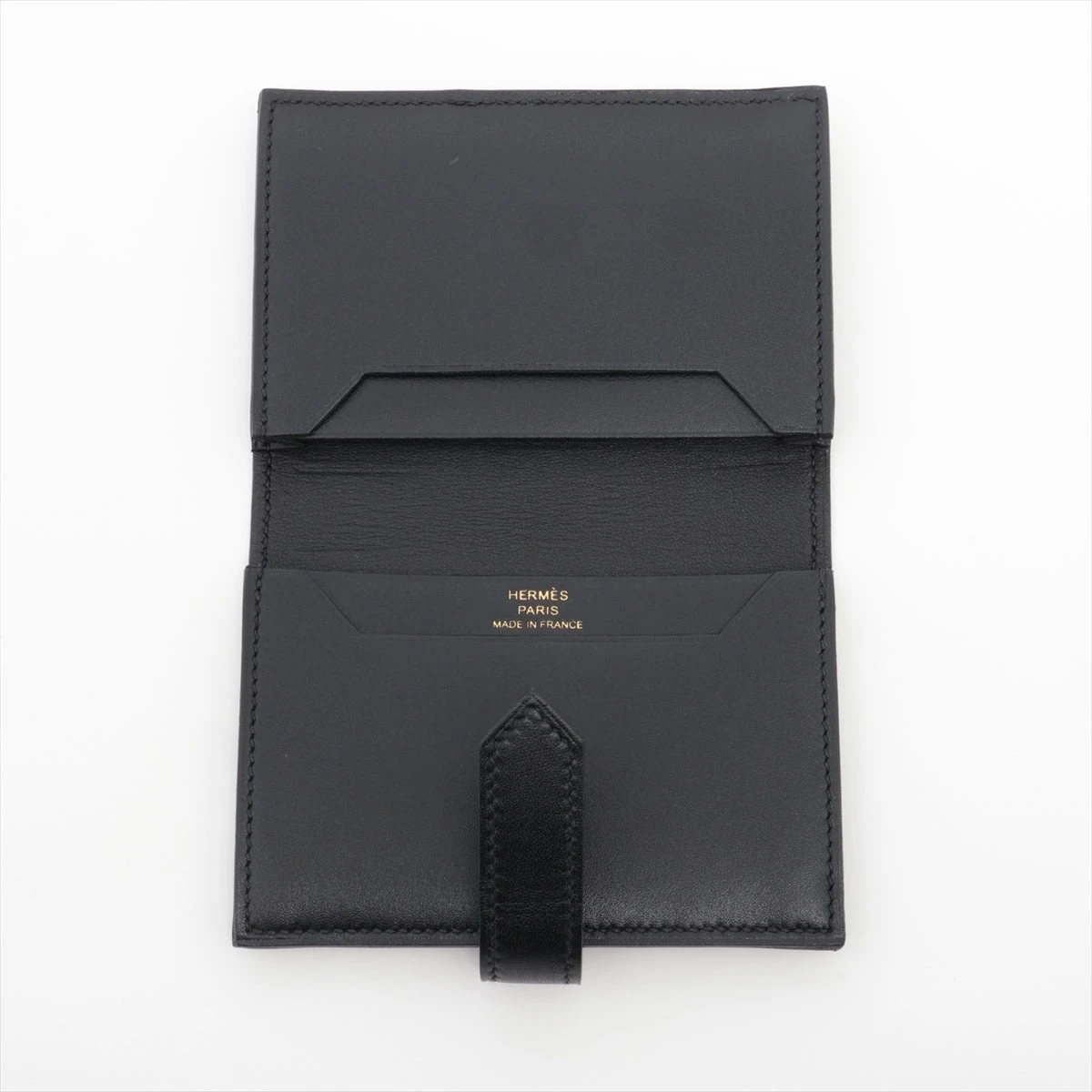 エルメス ベアーン ミニ ボックスカーフ カードケース エルメス HERMES ベアンミニ B刻 ブラック ブラック金具