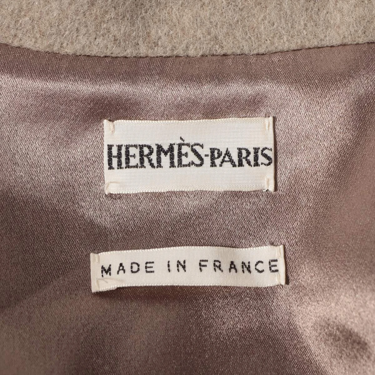 90s マルジェラ期　HERMES ベージュ ポロシャツ HERMES】エルメス『マルジェラ期 魚柄 リネン切替 ニット半袖