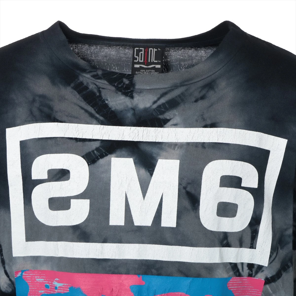 セントマイケル 23SS コットン ロングTシャツ L グレー×ブラック SM 