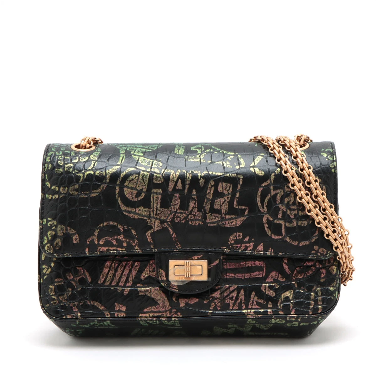 早い者勝ち　CHANEL ノベルティ　30cm ダブルチェーン　フラップバッグ シャネル 2.55 クロコ型押し ダブルフラップ ダブルチェーンバッグ