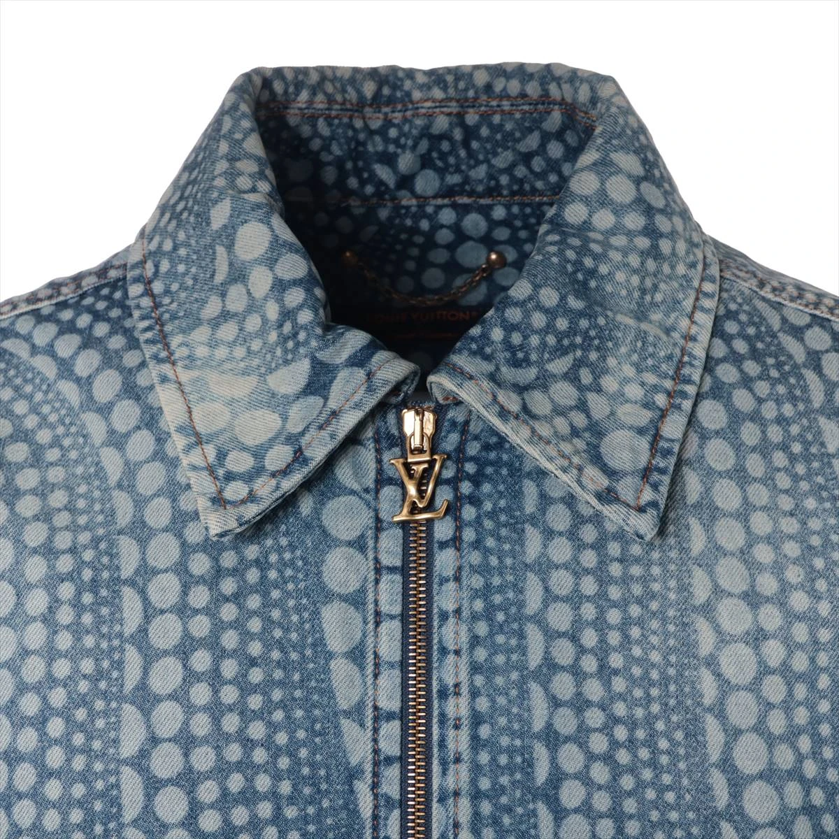 ヴィトン×草間彌生 23AW コットン デニムジャケット 48 メンズ ブルー 