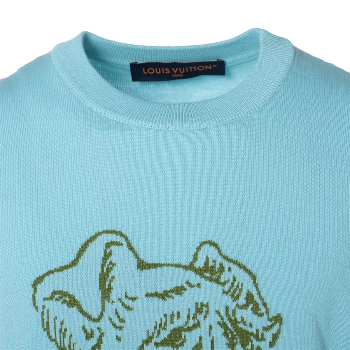 ヴィトン 24AW コットン 半袖ニット S メンズ ブルー RM242MM  