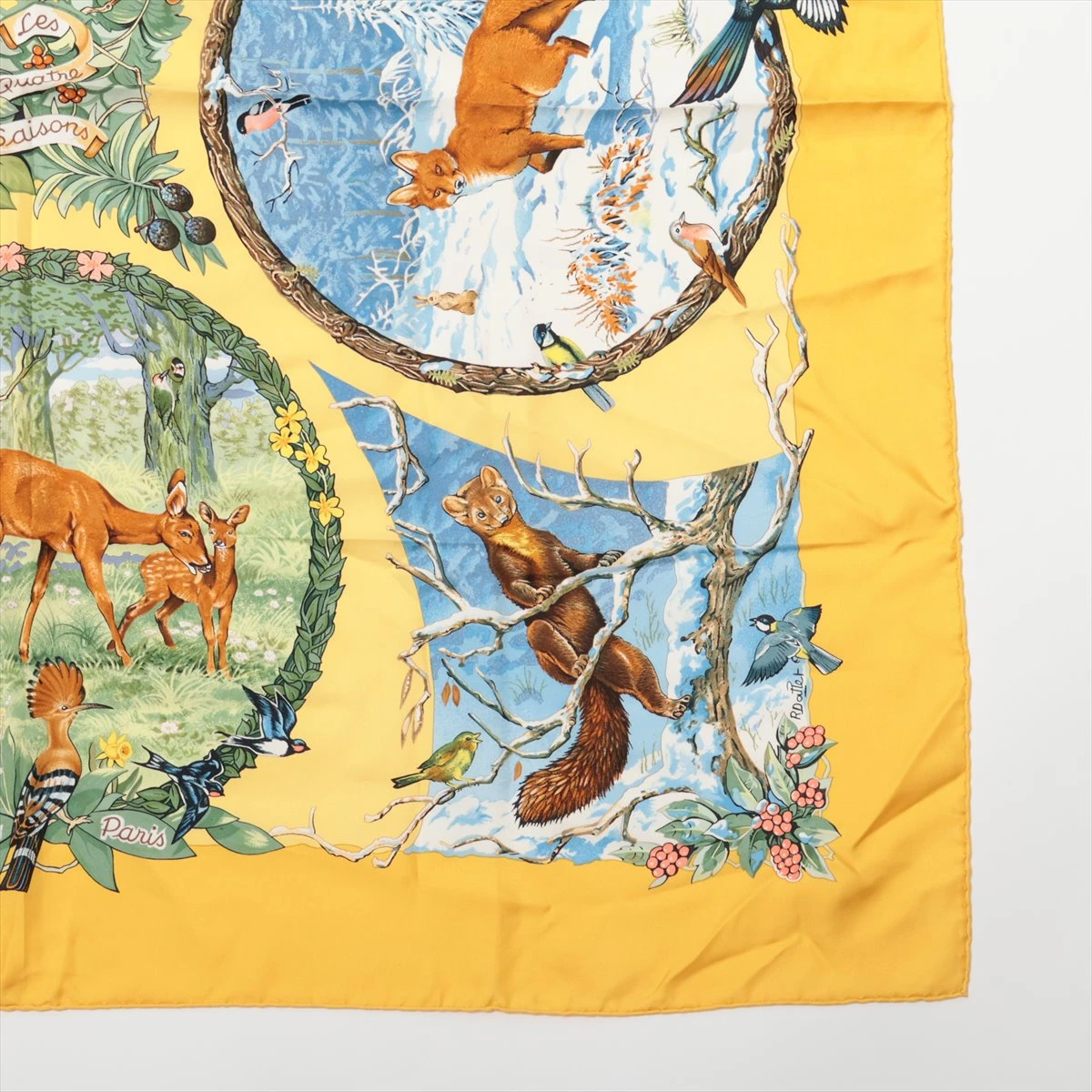 HERMES エルメス カレ90 スカーフ Les Quatre Saisons エルメス カレ90 Les Quatre Saisons 四季 スカーフ シルク