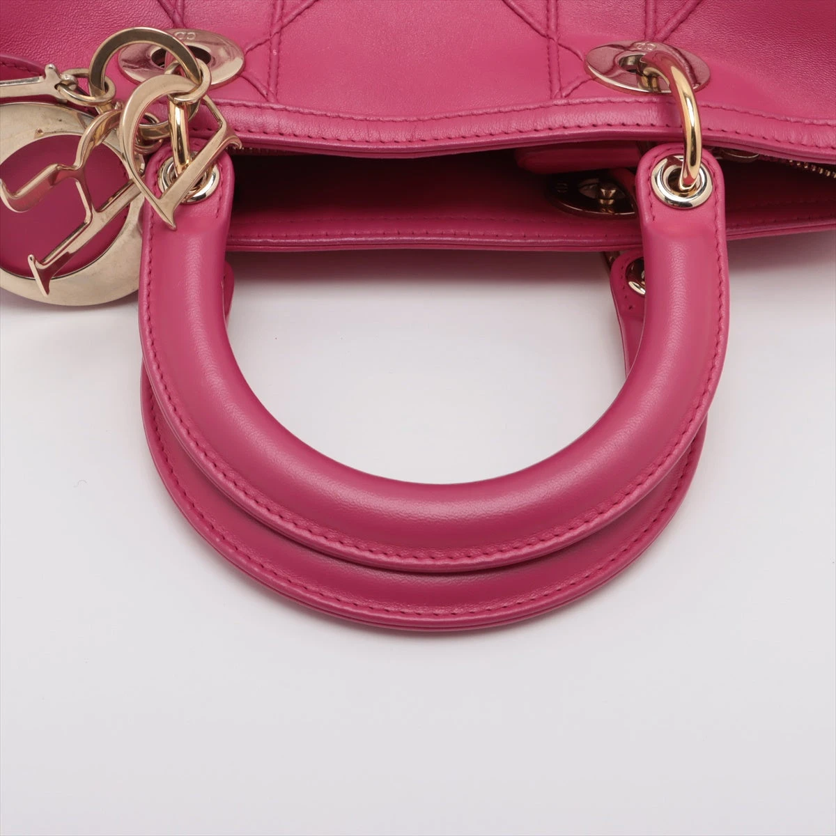 Dior グランヴィル カナージュ 2Way ショルダーバッグ ピンク クリスチャンディオール カナージュ グランヴィル レザー 2WAY