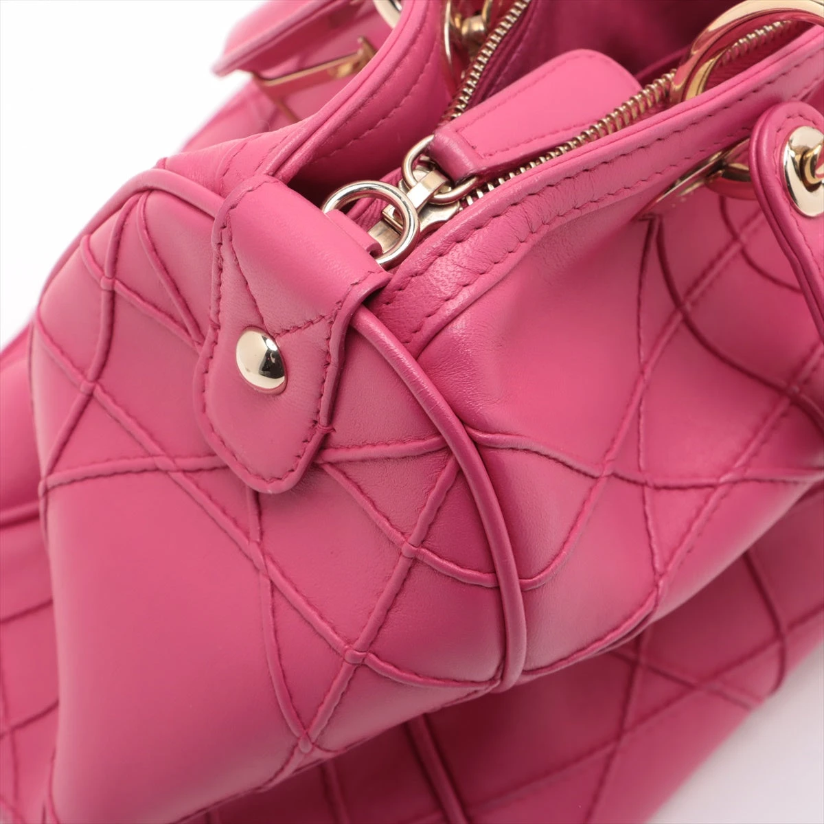 Dior グランヴィル カナージュ 2Way ショルダーバッグ ピンク クリスチャンディオール カナージュ グランヴィル レザー 2WAY