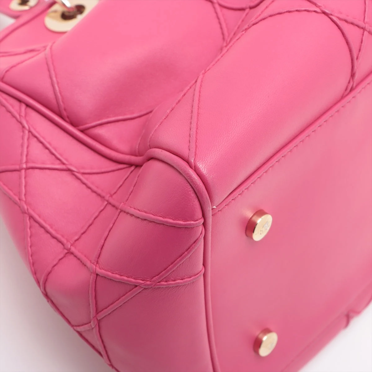 Dior グランヴィル カナージュ 2Way ショルダーバッグ ピンク クリスチャンディオール カナージュ グランヴィル レザー 2WAY
