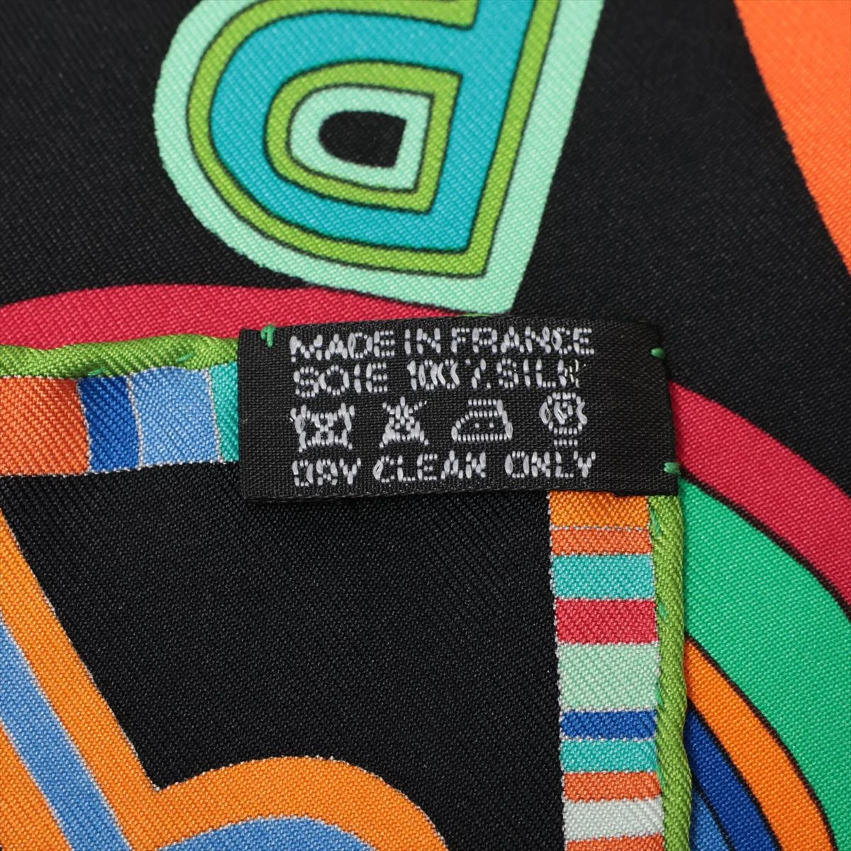 エルメス カレ90 FRANCE PARIS 24 Fbg スカーフ シルク ブラック