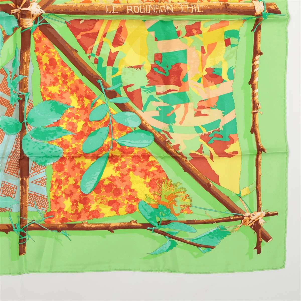 エルメス スカーフ ソルド カレ ツイル シルク100％ 90CMオレンジ/グレー 25351 わけありセール Hermesエルメス スカーフソルドカレツイルシルク100％ 90×90cm