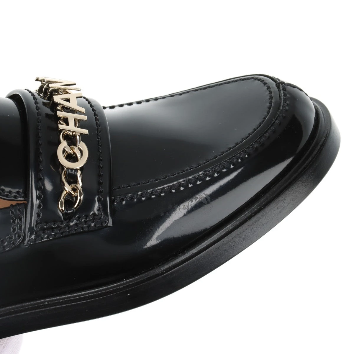 シャネル　エナメル　ローファー ココマーク ローファー エナメルレザー ブラック ホワイト シャネル