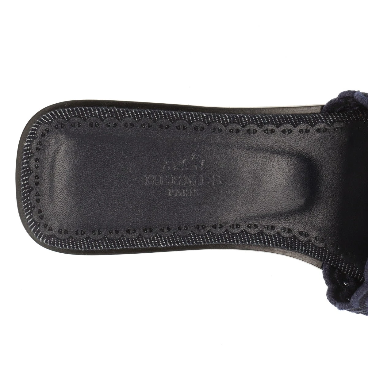 エルメス デニム×レザー サンダル 37 レディース ネイビー