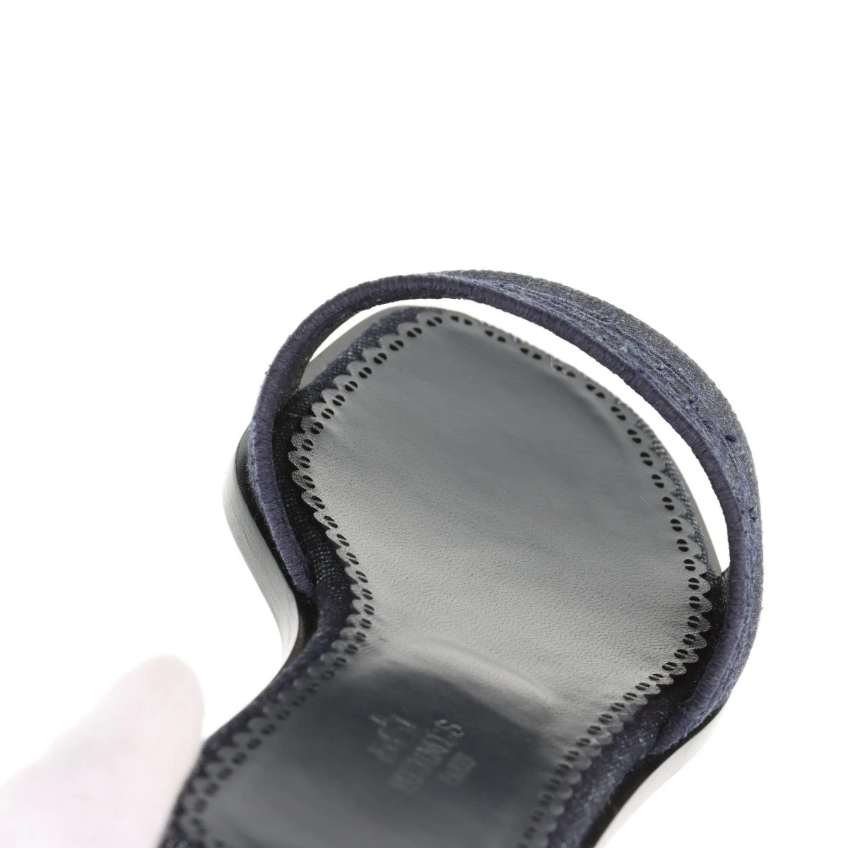 エルメスサンダル　オズ　デニム×レザー エルメス デニム×レザー サンダル 37 レディース ネイビー