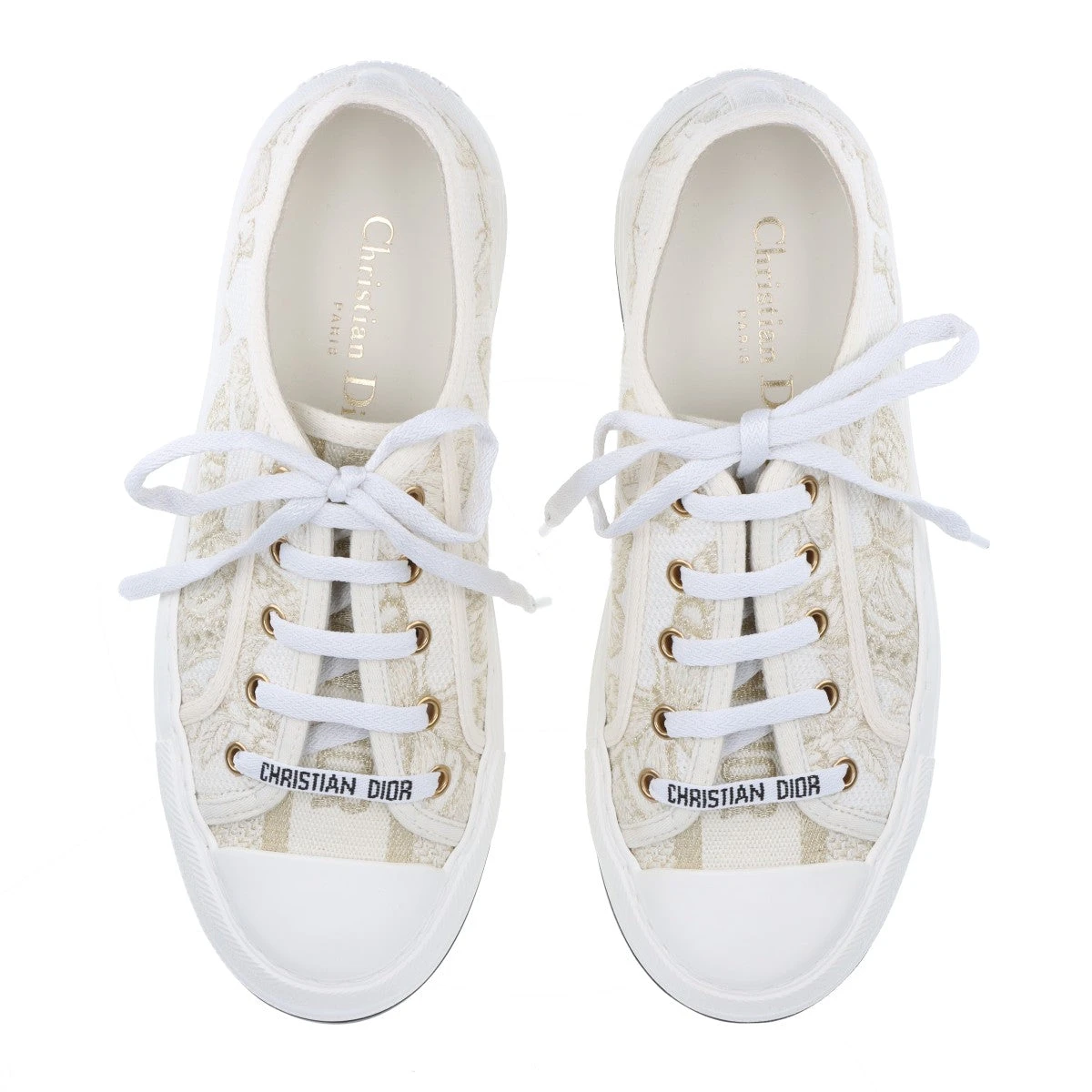 良品　Dior ディオール　ホワイト ゴールド メッシュ　スニーカー　36.5 クリスチャンディオール WALK'N'DIOR レザー×ファブリック